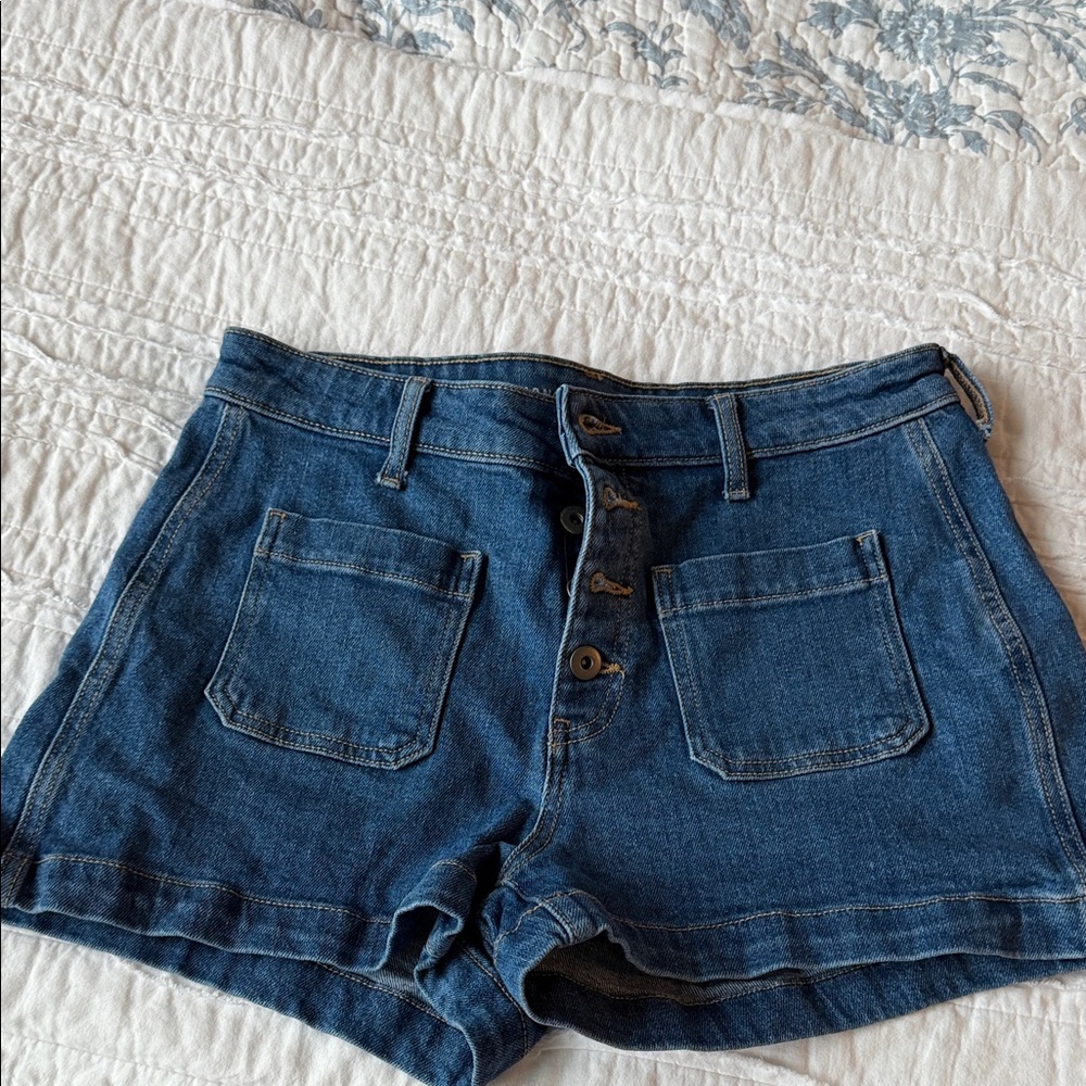 Old Navy Dark Blue Button-Front Jean Shorts